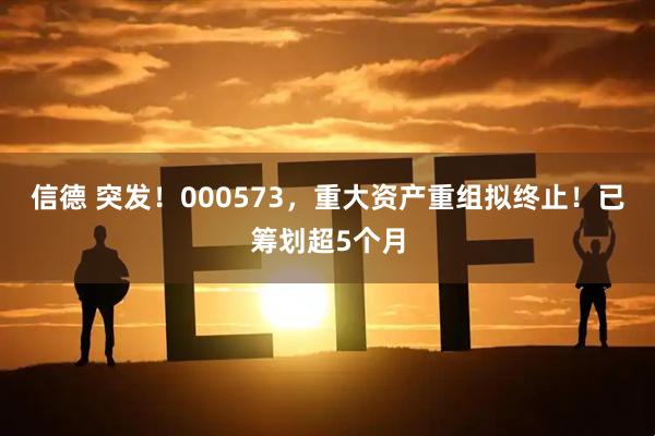 信德 突发！000573，重大资产重组拟终止！已筹划超5个月