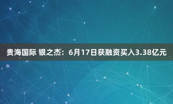 贵海国际 银之杰：6月17日获融资买入3.38亿元