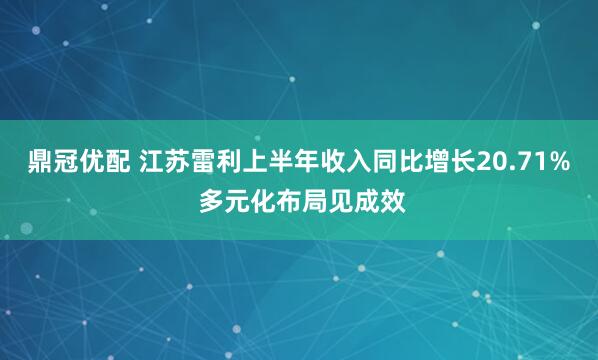 鼎冠优配 江苏雷利上半年收入同比增长20.71% 多元化布局见成效