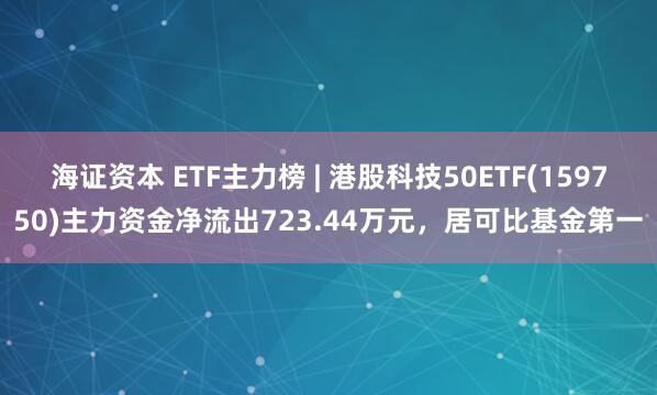 海证资本 ETF主力榜 | 港股科技50ETF(159750)主力资金净流出723.44万元，居可比基金第一