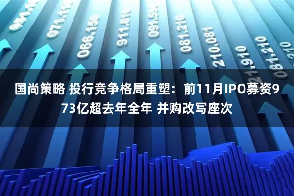 国尚策略 投行竞争格局重塑：前11月IPO募资973亿超去年全年 并购改写座次